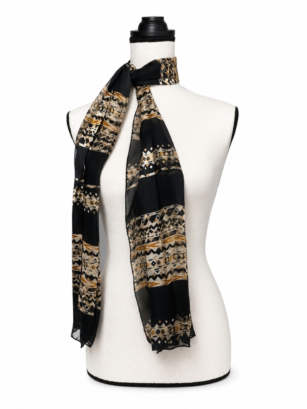 Black, Gold, Tan, & Cream Scarf